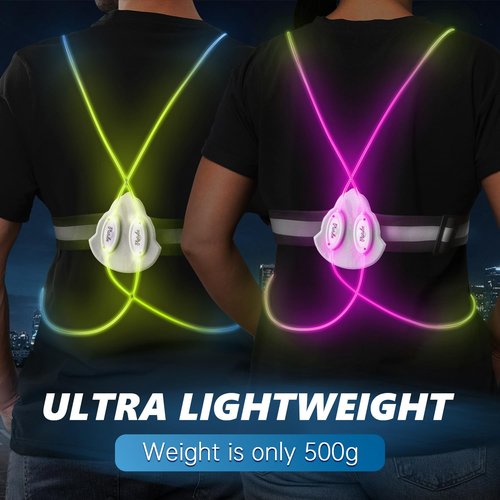 Yopqwie Running Light Vest for Runners,Reflective Vest for Running or Cycling,Light Up Running Vest for Women and Men,Led Safety Vest 3 Light-Emitting Modes,High Visi Bility Warning LED Lights