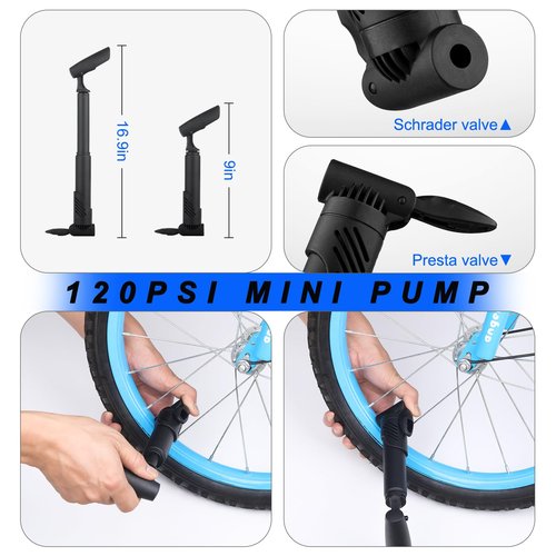 Bynccea Bike Tire Repair Tool Kit with Tire Pump, Portable Bicycle Repair Bag Bicycle Tyre Lever Patch Repair Tools, All in One Bicycle Tire Patch Kit for Mountain Bike and Road Bike