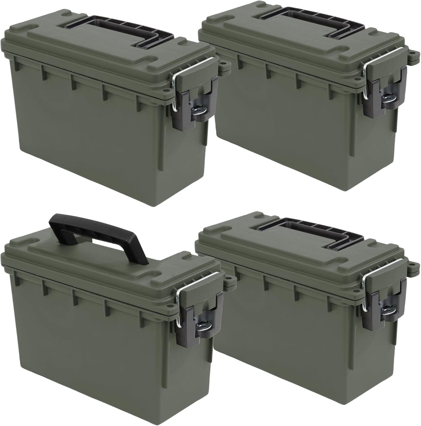 Sheffield 12629 Ammo Storage Box, Stackable .30 Cal Field Boxes, Water and Dust Resistant, Lockable Storage Box with Handle, Secures Hunting Gear, Supplies, and Bullets, Made in USA, Black, 1-Pack