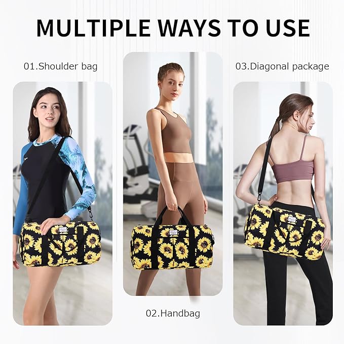 KAMO Travel Duffle Bag, Weekender Bags for Women with Shoe Compartment, Gym Bag for Women with Wet Pocket Workout Dance Tote Bag Personal Item Travel Bag with Trolley Sleeve