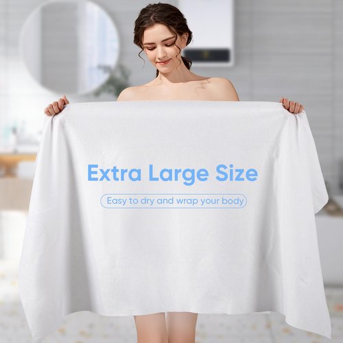 Charmyth Disposable Bath Towel 1 Pack 56'' x 27.5'' Disposable Body Towels for Travel, Durable Large Portable Towels for Camping Beach Swimming SPA, Individually Packed