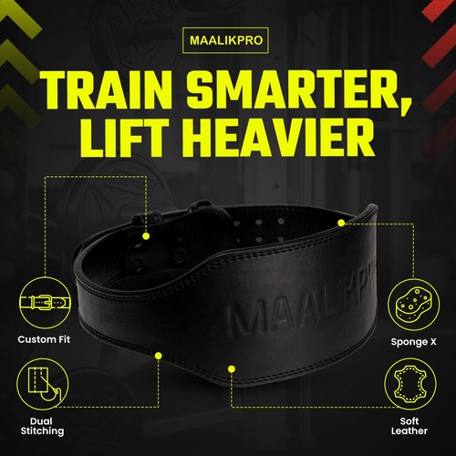 Weight Lifting Leather Belt with Adjustable Buckle, Gym, Workout & Weight Training - Weightlifting Belts for Men and Women (Black, Large (34” to 41”) Inches)