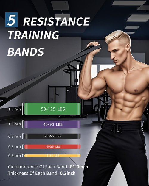 LAKXSF Pull Up Bands Set - Resistance Bands for Men and Women - Exercise, Stretching, Muscle Training - Ideal for Home/Gym Workouts - Includes Door Anchor and Elastic Bands