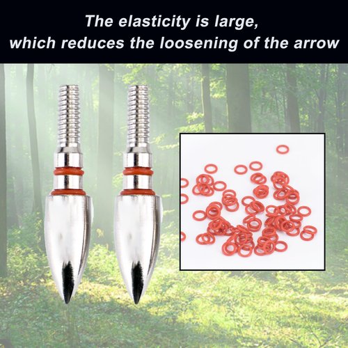 KURUGEILI Archery Anti-Skid Arrow Broadhead O-Rings - 100 pcs 1/4 Inch Arrow Tip Rubber Arrow Gasket, Rubber Ring Arrow Point Grommet for Hunting Shooting Target