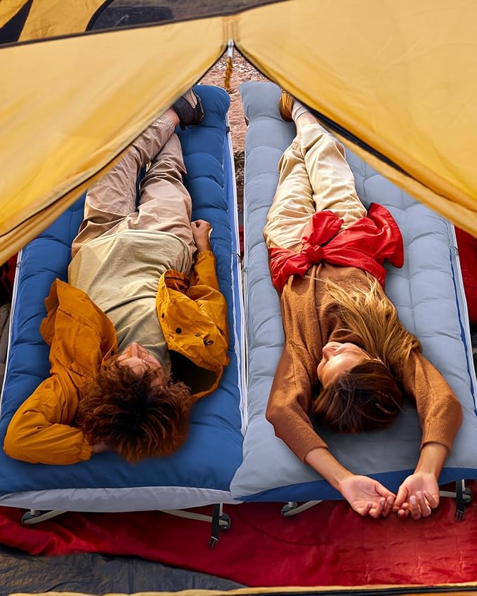 Sportneer Cots for Sleeping, Camping Cots for Adults with Mattress Max Load 450 LBS Heavy Duty Folding Portable Bed with Padded for Camping Tent Office Outdoor Travel Sleep Over