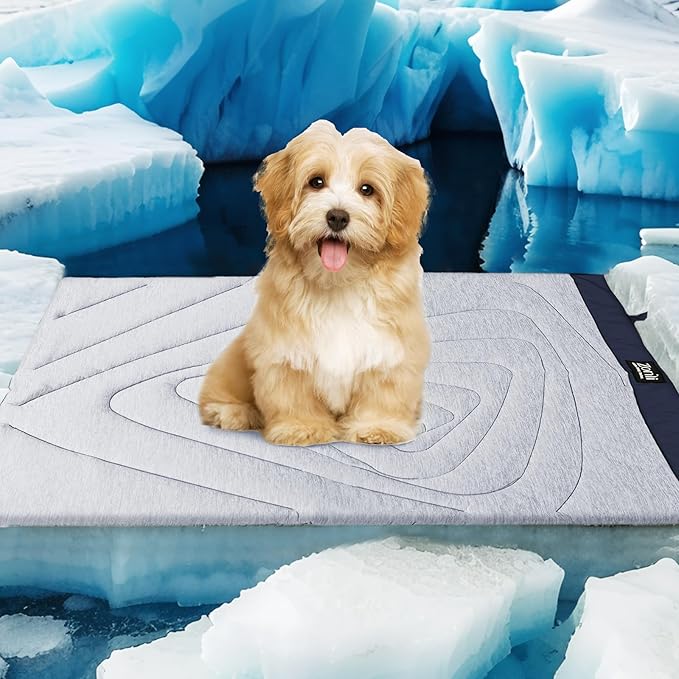 ZonLi Dog Cooling Mat, 40" x 27"Medium, Waterproof Cooling Pad for Dogs & Cats, Portable & Durable Pet Mat for Crate, Trunk, Camping, Outdoors, Machine Washable, Tidal Blue