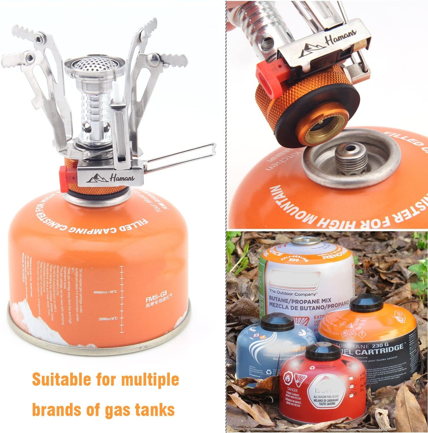Ultralight Portable Outdoor Backpacking Stove Camping Stoves Gas Stoves with Piezo Ignition (Only Stove)