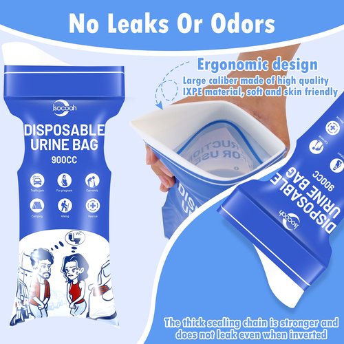 Disposable Urine Bags 900ML 12 Pieces, Emergency Portable Pee Bags for Women Men, Travel Urinal Bag, Unisex Urinal Toilet Bag for Road Trips Camping Hiking Traffic Jams, Emergency Vomit and Urine Bags