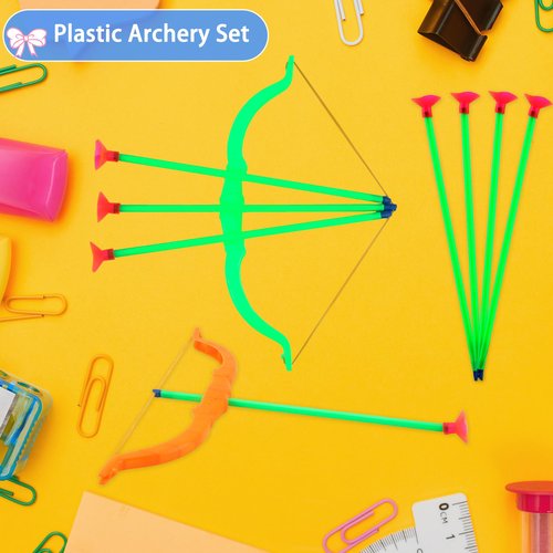 Restroma 40 Pack Kids Bow and Arrow Set Plastic Archery Shooter Toy Mini Play Bow and Arrow for Child Boys Girls Fun Sport Game Birthday Gifts, 4 Random Colors
