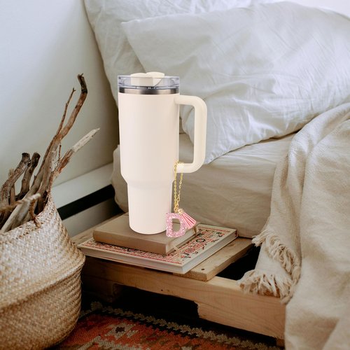 lasuroa Letter Charms for Tumblers with Handle, Glitter Cup Letter Charm Name ID Initial Letter Charm Cute Letter Charm for Stanley Cup (Letter D)