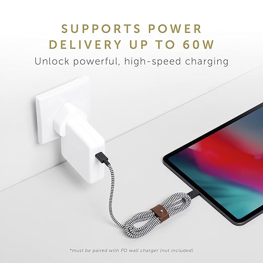 Native Union Type-C Belt Cable - USB-C to USB-C 4ft Ultra-Strong Charging Cable Compatible with iPhone 16, 16 Plus, 16 Pro, 16 Pro Max, iPad Pro, iPad Air, Samsung S24, Flip 6, Fold 6 (Cosmos)