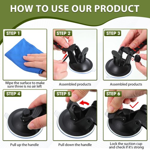 Maitys 6 Pcs Heavy Duty Suction Cups with Hooks Tie Down Strong Suction Cup Anchor Car Camping Accessories Vacuum Outdoor Suction Cup with Hooks for Car Boat Awning Camping Tent Trap (Red)
