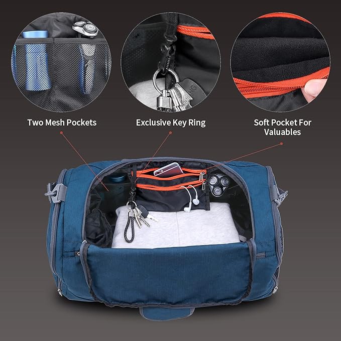 Canway Sports Gym Bag, Travel Duffel bag with Wet Pocket & Shoes Compartment for men women, 45L/40L, Lightweight