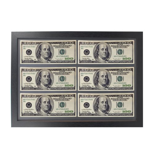 2 PCS Money Display Case Dollar Bill Frame Storage, Black Creative First Dollar Money Display Frame for Currency Collection Supplies, Bill, Stamp, 15x 10 Inch