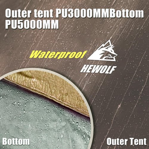 Hewolf 2/3/4 Person Camping Tent - Instant Pop Up Waterproof 2 Doors Tent with Easy Setup | 3-Season Hexagonal Dome Design for Family, Hiking & Traveling (Double Gray)