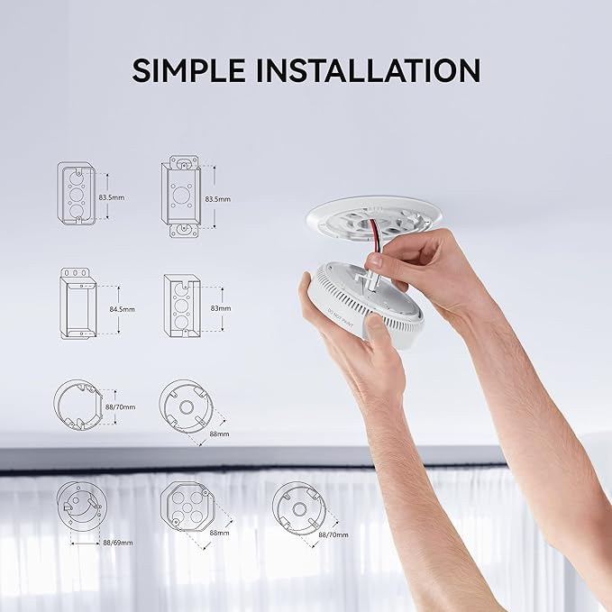 SITERWELL Hardwired Interconnected Smoke and Carbon Monoxide Detector, 10 Year Product Life Alarm Smoke Carbon Monoxide Detector with 2 AA Batteries Back Up, Smoke and CO Detector Voice Alert,1 Pack