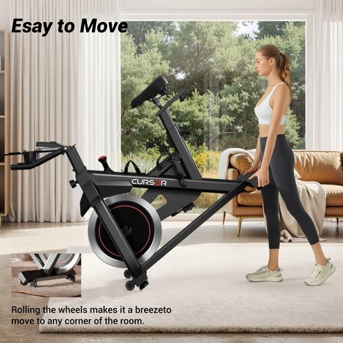 CURSOR FITNESS Exercise Bike, Stationary Bikes for Home, 300 LBS Capacity, Workout Bike with Silent Belt Drive, Indoor Cycling Bike with Extra Comfort Seat/IPad Mount/3 Bottle Holders