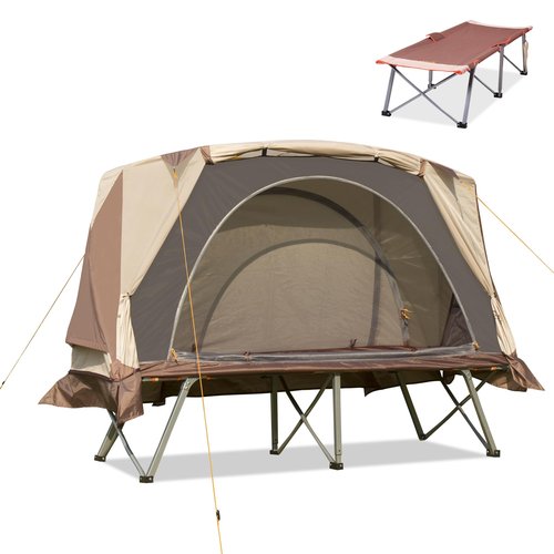 Tent Camping Cot, Easy-to-Assemble Folding Cot Supports Campers up200lbs Pop-Up Portable Fishing Tent with Carry Bag for Fishing