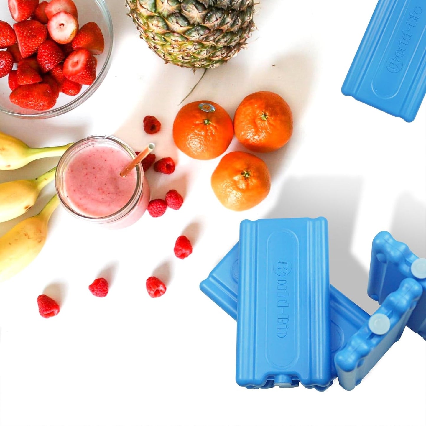 WORLD-BIO Ice Packs for Cooler, Reusable Freezer Packs for Lunch Box, Lunch Bag, Long Lasting Cold Pack for Work, School, Picnic, Camping, Fishing and More, Keep Beverages Foods Cold & Fresh