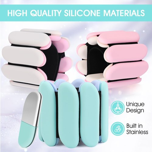 Wrist Weights, 2Pcs Wearable Wrist Ankle Weights for Women and Men, Adjustable Silicone Bracelets Suitable for Walking, Yoga, and Gym, Arm & Leg Workout, 2lb (Black)
