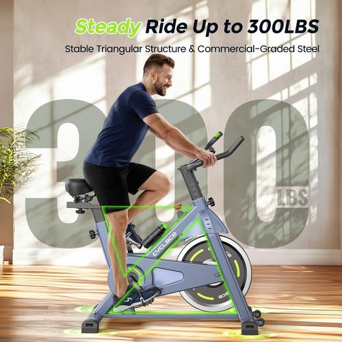 Cyclace Exercise Bike, Magnetic Stationary Bike for Home, Low Noise Cardio Indoor Cycling Bike with App Compatible, 300LBs Weight Capacity & Tablet Mount