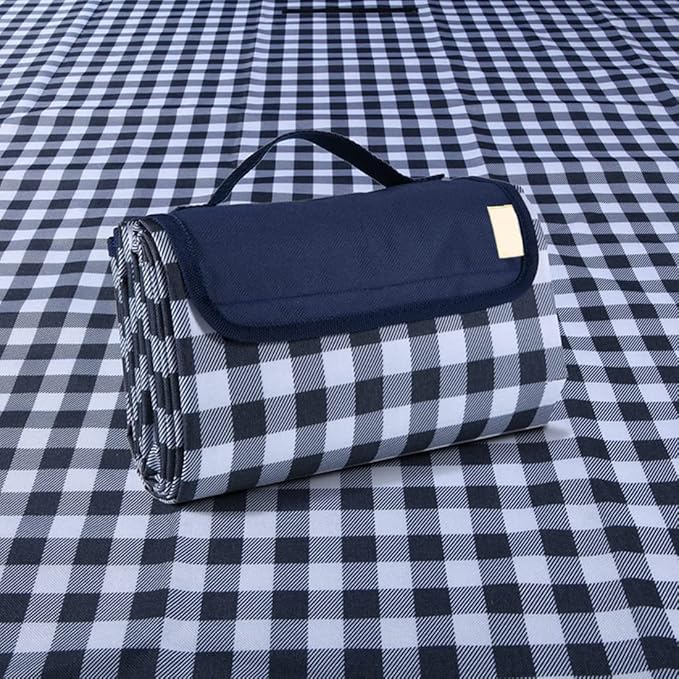 K Y KANGYUN Outdoor Picnic Blanket 80" x 80", Extra Large Beach Blanket, Foldable Lightweight Waterproof Sand Mat, Picnic Blanket for Beach Camping Hiking Park Patio (Dark Blue, 80x80 inch)