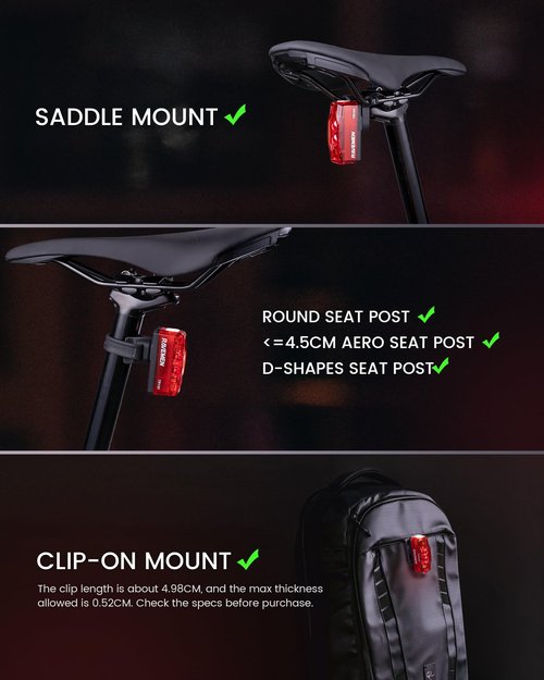 RAVEMEN TR150 Bike Tail Light, 280° Visible Bike Rear Light with Brake Detection and Auto On Off Feature