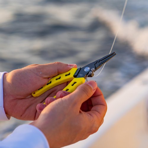 danco 6 inch Fishing Pliers, 420 Stainless Steel Fishing Tool, Non-Slip Rubber Handles, Tungsten Carbide Cutters, Saltwater Resistant