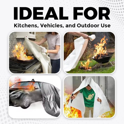 MBB Wholesaling Fire Blanket Emergency for Home and Kitchen, 2 Pack 40"x40" Emergency Fire Extinguisher & Life Saving Blanket for Camping Car Office Schools Warehouses Fireplace Grill