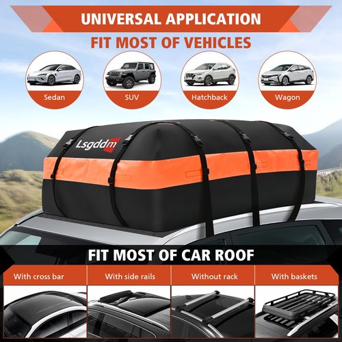 CYDDUP Roof Bag, Waterproof Soft Car Top Carrier Without Rack, 21 Cubic Feet Cargo Carrier for Top of All Vehicles with/Without Rack, Includes Anti-Slip Mat, 6 Door Hooks, Luggage Lock, Storage Bag