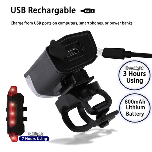 USB Rechargeable Bike Lights Set Bike Lights For Night Riding, 3 Light Modes, Ideal for City Commuting, Mountain Biking, and Outdoor Adventures with Front Headlight and Rear Taillight Bike Accessories