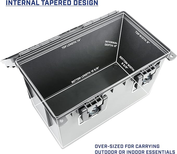 Sheffield 12766 4-Pack XL Ammo Storage Box, Stackable .50 Cal Field Boxes, Water and Dust Resistant, Lockable Storage Box with Handle, Heavy Duty Protection for Hunting Gear, Made in the USA, Gray