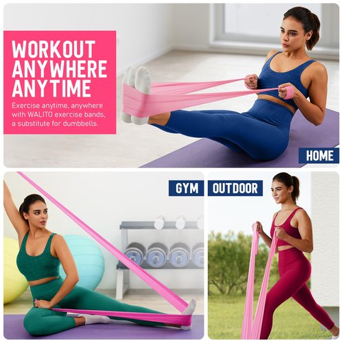 WALITO 150LBS Resistance Bands and 4.9FT Yoga Bands, Exercise Bands for Women and Men, Workout Bands for Physical Therapy, Stretch, Recovery, Pilates, Rehab, Strength Training and Home Gym…