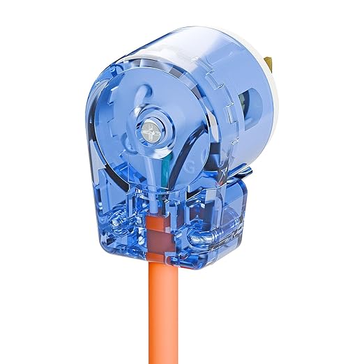 Nema 5-15P 3PACK 90 Degree Right Angle 15A 125V Angled AC Plug, DIY USA 3-Prong Household Transparent Blue ETL Verified
