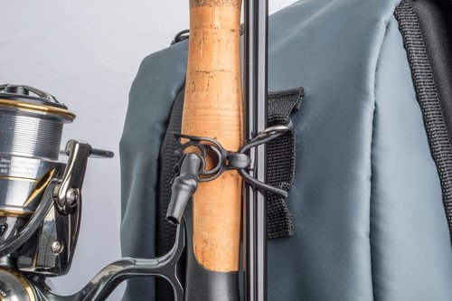 Nomad Design Fisherman's Backpack, 33L Capacity, Water Resistant, EVA Foam Backing, Detachable Front Pocket, Plier Holster, Blue Lining
