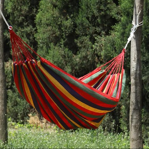 Double Cotton Hammock! Soft, Breathable, and Easy to Carry! Perfect for Relaxing by The Water, at The Park, or in Your Backyard!!! Indoors or Outdoors! Large Size! 2 Carabiners Included for Safety :