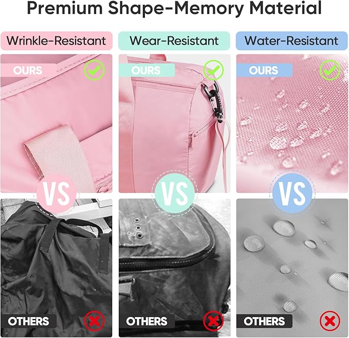 BALEINE Gym Bag for Women and Men, Duffel Bag for Sports, Gyms and Weekend Getaway, Waterproof Dufflebag with Shoe and Wet Clothes Compartments, Lightweight Carryon Gymbag (Pink)