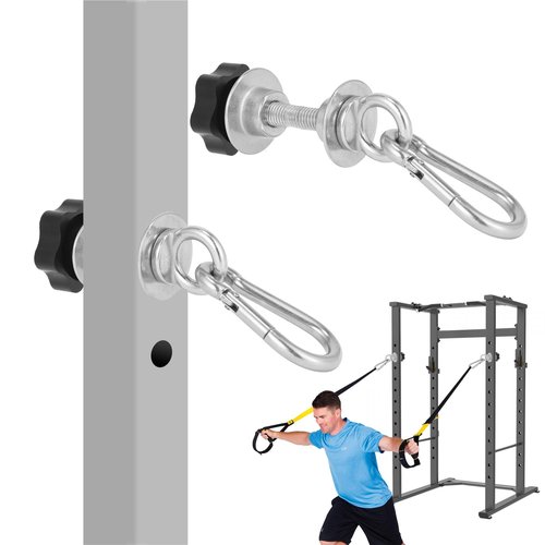 Vatemechie Set of 2 Heavy-Duty Stainless Steel Power Rack Attachments with Quick-Connect Buckles, Fits 2" x 2" or 3" x 3" Racks with 1/2" or 1" Holes, Wobble-Free and Secure Fit