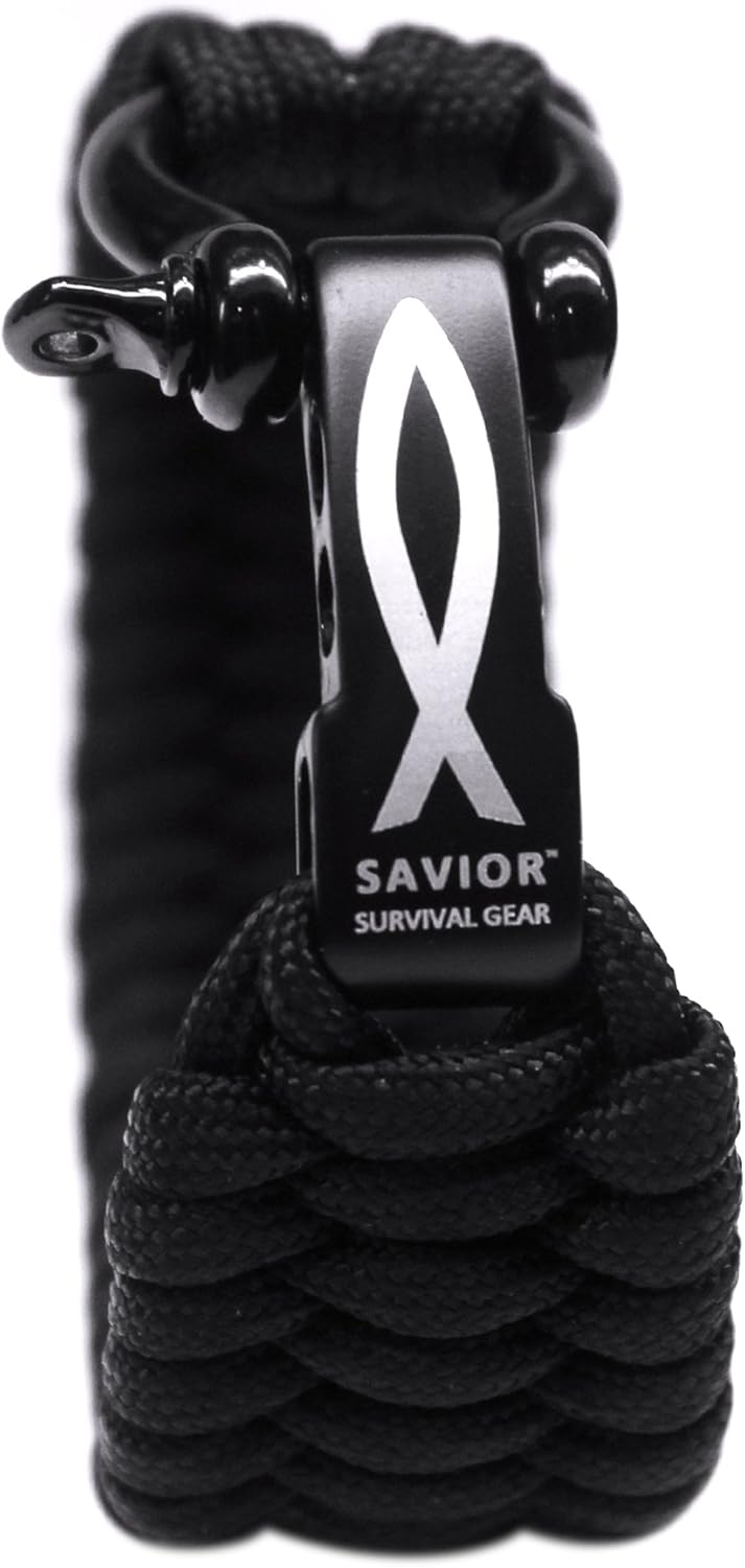 Savior Survival Gear Paracord Bracelet with Stainless Steel Adjustable Shackle