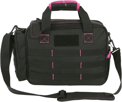 Allen Company Dolores Women's Compact Shooting Range Bag - Gun Storage Pouches for Handguns, Shooting Glasses, Gloves, Ear Protection, and Other Accessories - Black/Pink - 13" x 4.5"