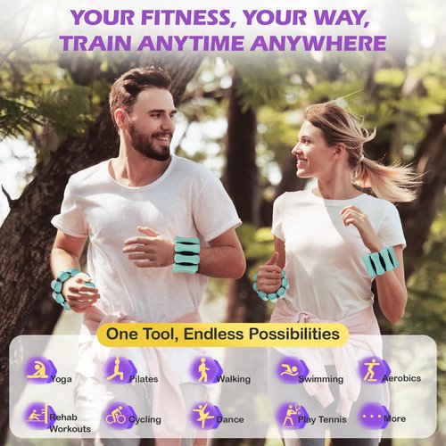 Wrist Weights, LC-dolida Ankle Weights for Women Men, Adjustable Wrist Weighted Bracelet for Home Gym Workout, Walking, Running, Pilate, Yoga, Exercise, Strength Training, Set of 2 (1LB Each), Green