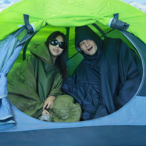 Travel Bird Sleeping Bag for Adult, Wearable Blanket Insulated Poncho Hooded, Sleepingbag Quilt for Winter Camping Hiking Sports