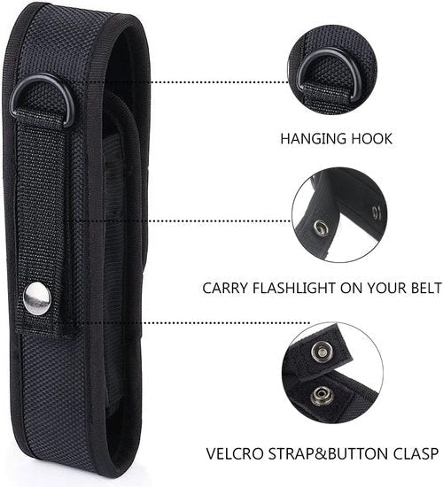 2 Pcs Flashlight Holster Pouch Holder Flash Light Belt Pouch Carry Case for 5"-7" Tactical Flashlight with Stretch Capability&Durable Nylon