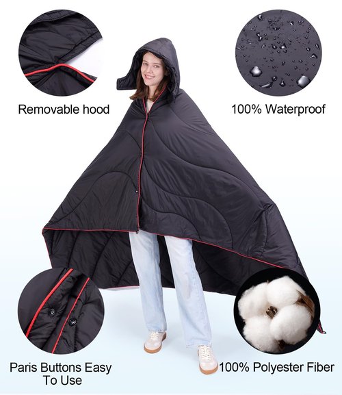 Outdoor Puffy Camping Blanket, Lightweight Down Alternative Puffy Waterproof Stadium Blanket with Portable Bag, Lightweight Camping Blanket for 2 People, Cold Weather, Sports, Travel, Car, 79*54 inch