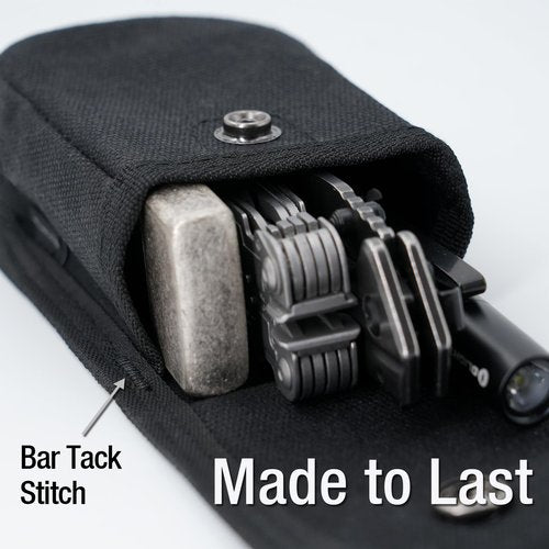 Tintirs 2 Pack EDC Belt Pouches for Men Women, Compact Holster Pouches Waist Bags with Belt Loop for Fishing, Hiking, Camping, Durable Snap Closure, Premium Waxed Canvas, Black Small
