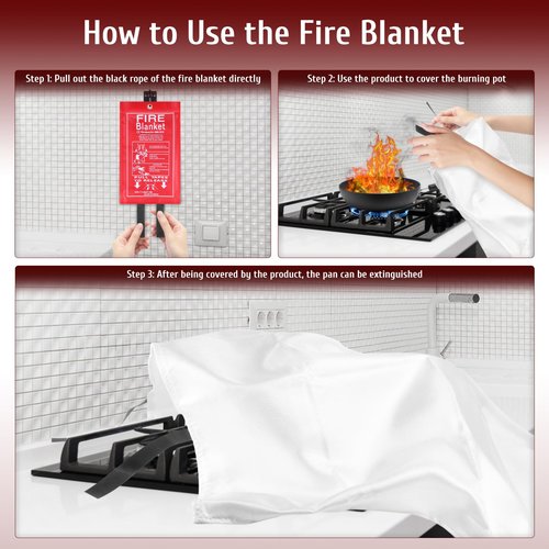 Ujat Stoml Emergency Fire Blanket - 40" x 40" 1 Pack for Home Kitchen Camping School Office Warehouse Fireplace Car Gas Station Fiberglass Fire Blanket Emergency Survival Safety Supplies