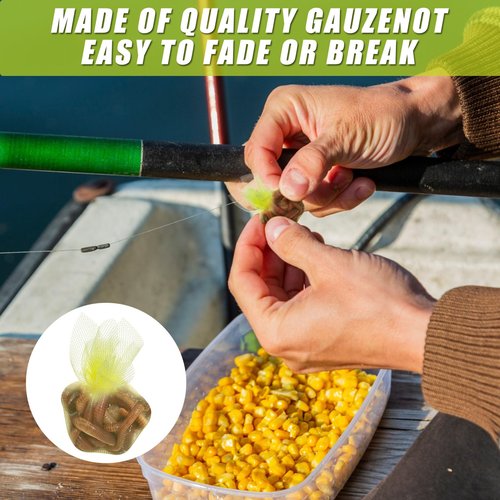 Woanger 100 Pcs Fishing Soft Spawn Net 3 x 3 Inch Catfish Bait Holder Netting Square Spawn Sack Mesh for Roe Bags Fishing Bait Accessories, Chartreuse