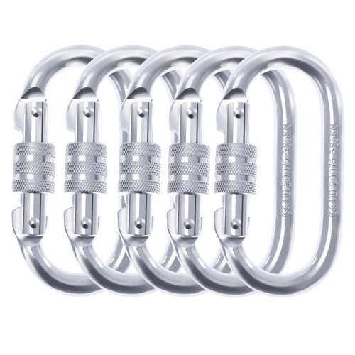 LZ.MZXU Heavy Duty Carabiner Clip Climbing Carabiner(25kn=5600lbs), Screw Locking Heavy Duty Safety Caribeener Clips Multipurpose for Climbing, Rigging, Ropes, Hammocks (O Shape, 5pack)
