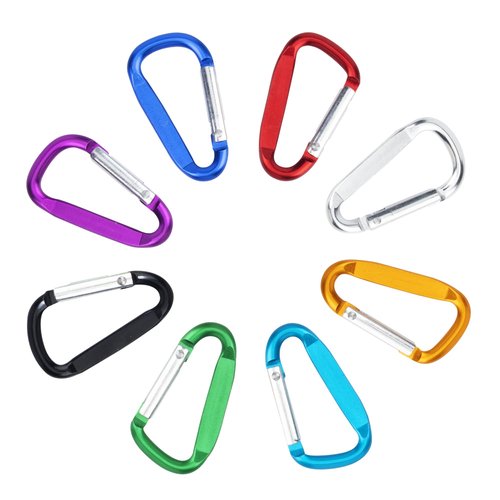 SWATOM Aluminum D-Shape Carabiner Clip 1.8/2.2/2.6/3 Inches Spring Snap Hook Keyring Carabiners for Camping Traveling Hiking Keychains Outdoor Accessories (10P/20P) (1.6 inch Random 10P)