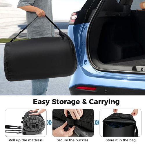 Tangkula Memory Foam Sleeping Pad, Roll Up Floor Mattress with Carry Bag, Non-Slip Bottom, Guest Floor Folding Bed for Sleepover, Portable Camping Mattress for Indoor Outdoor Car Travel Cot Tent
